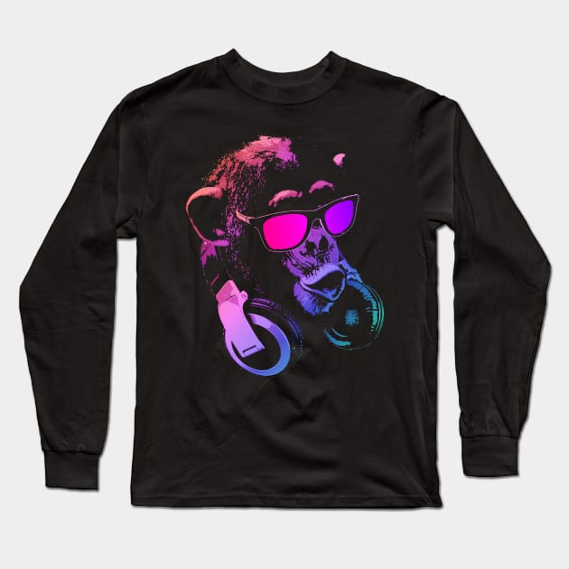 Monkey DJ Pink Long Sleeve T-Shirt by Nerd_art